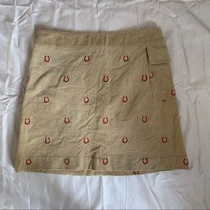 Vintage White Tag Lilly Pulitzer Tan Horseshoe Print Corduroy Mini Skirt sz 8